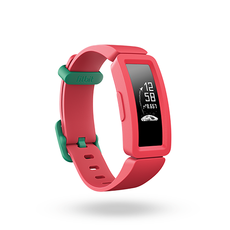 Fitbit Ace 2 with the time and step total shown on the screen